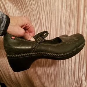 Black Floral Ecco Mary Janes